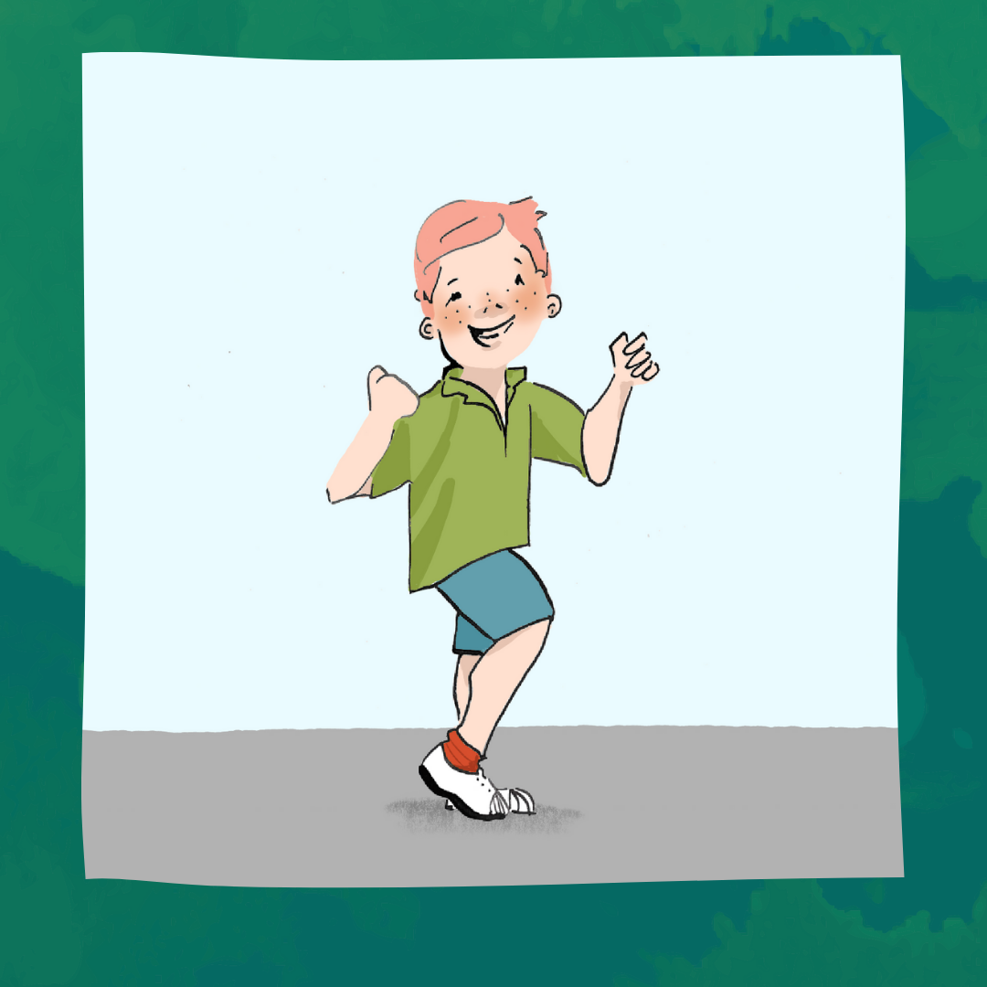 Illustration of 4 year old white boy with blonde hair